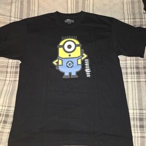 Minions Black Tee with Cartoon Graphic